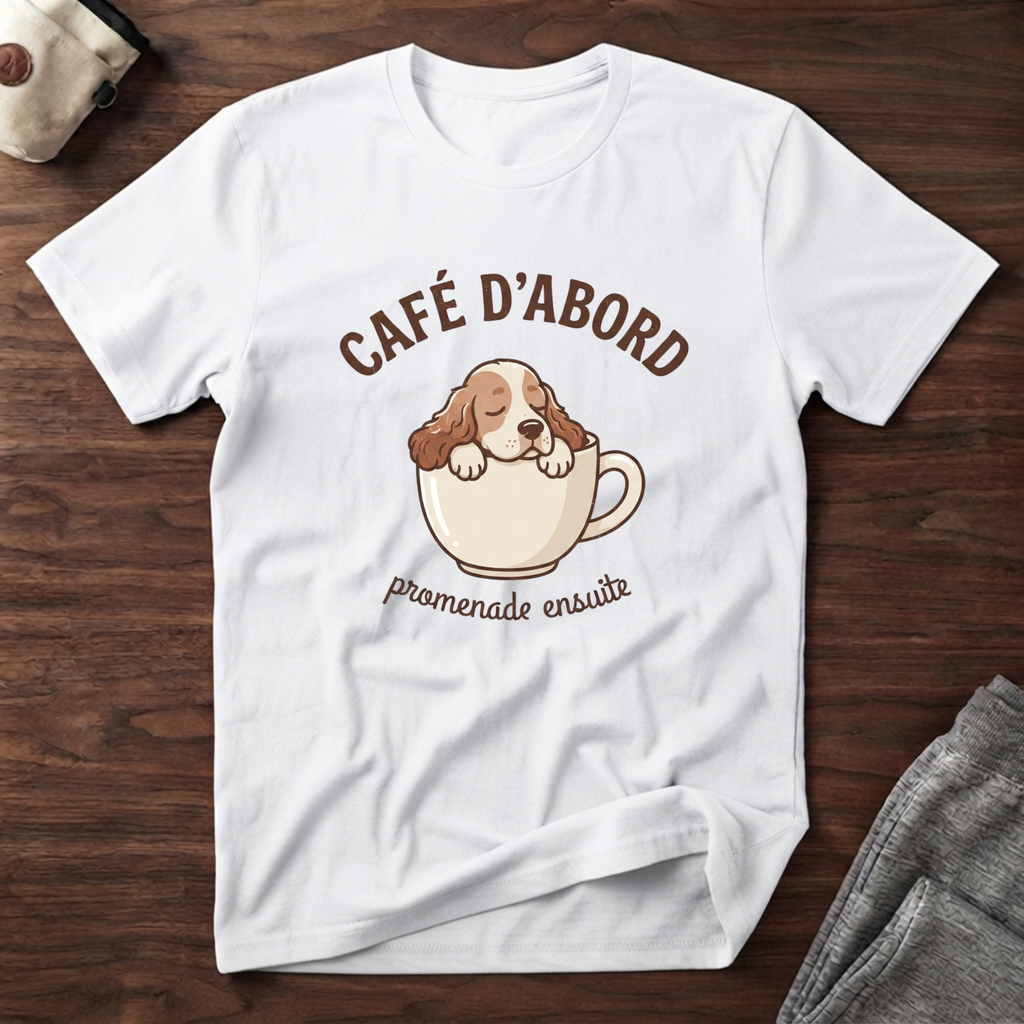 T-Shirt — Café d'abord, promenade ensuite.