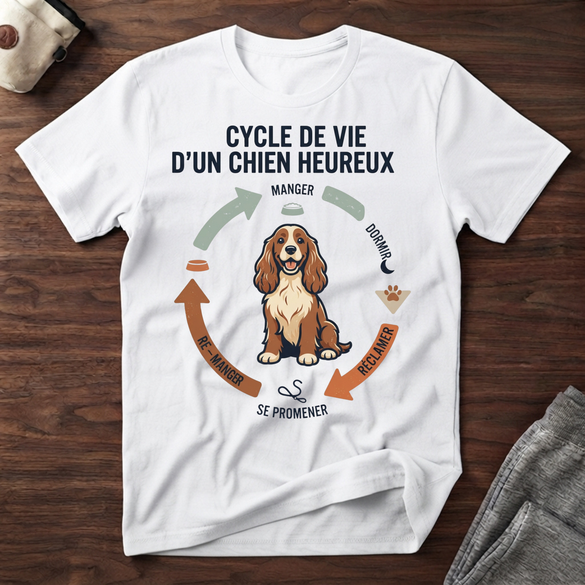 Cycle de vie d'un chien heureux - T-Shirt