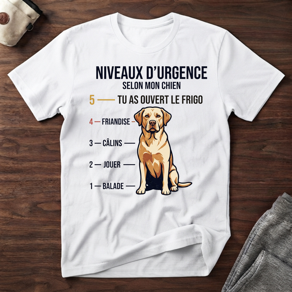 Niveaux d'urgence selon mon chien - T-Shirt