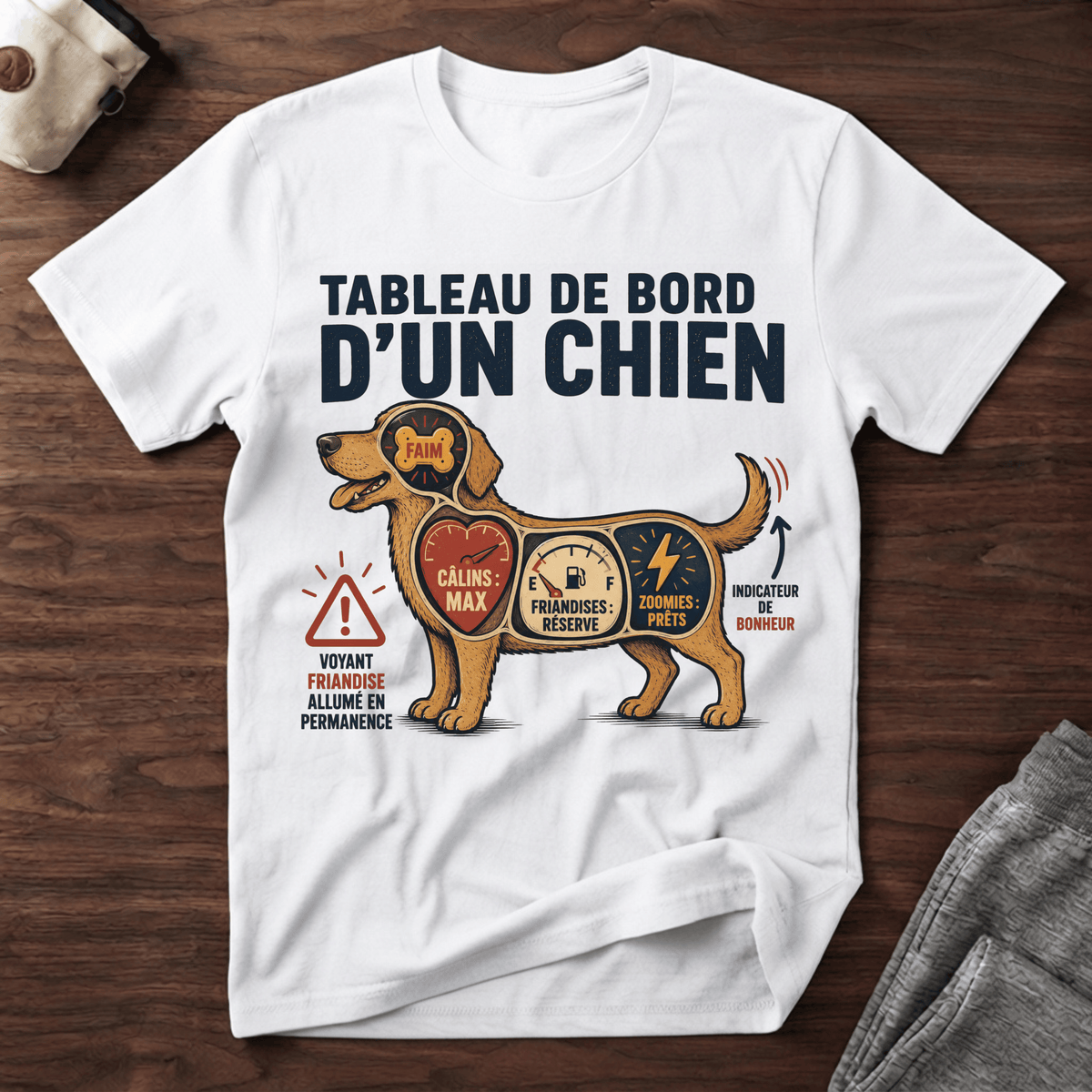 Tableau de bord d'un chien - T-Shirt