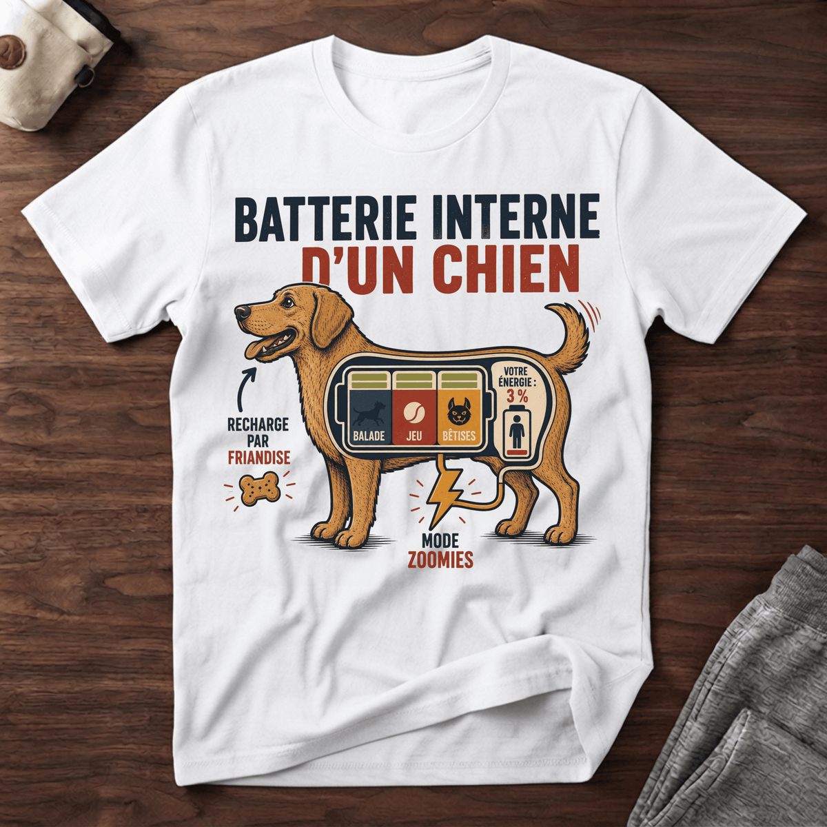 Batterie interne d'un chien - T-Shirt