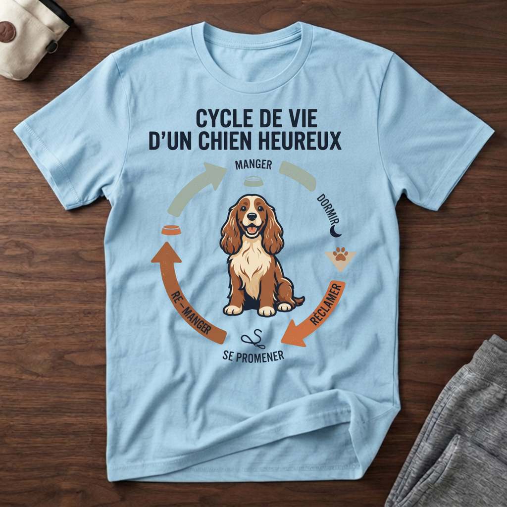 Cycle de vie d'un chien heureux - T-Shirt