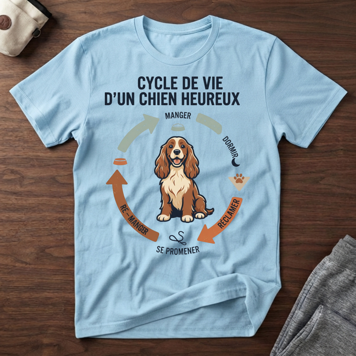 Cycle de vie d'un chien heureux - T-Shirt