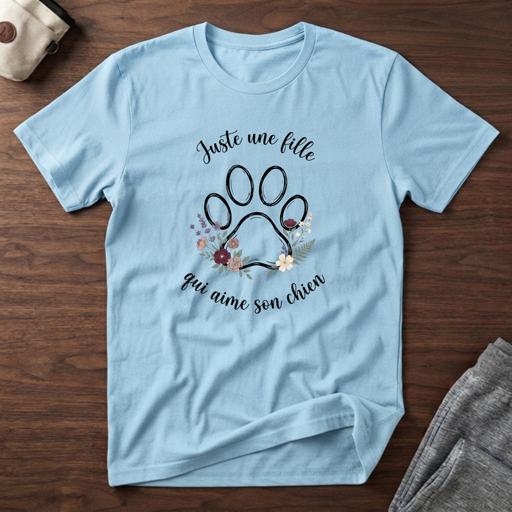 T-Shirt — Juste une fille qui aime son chien