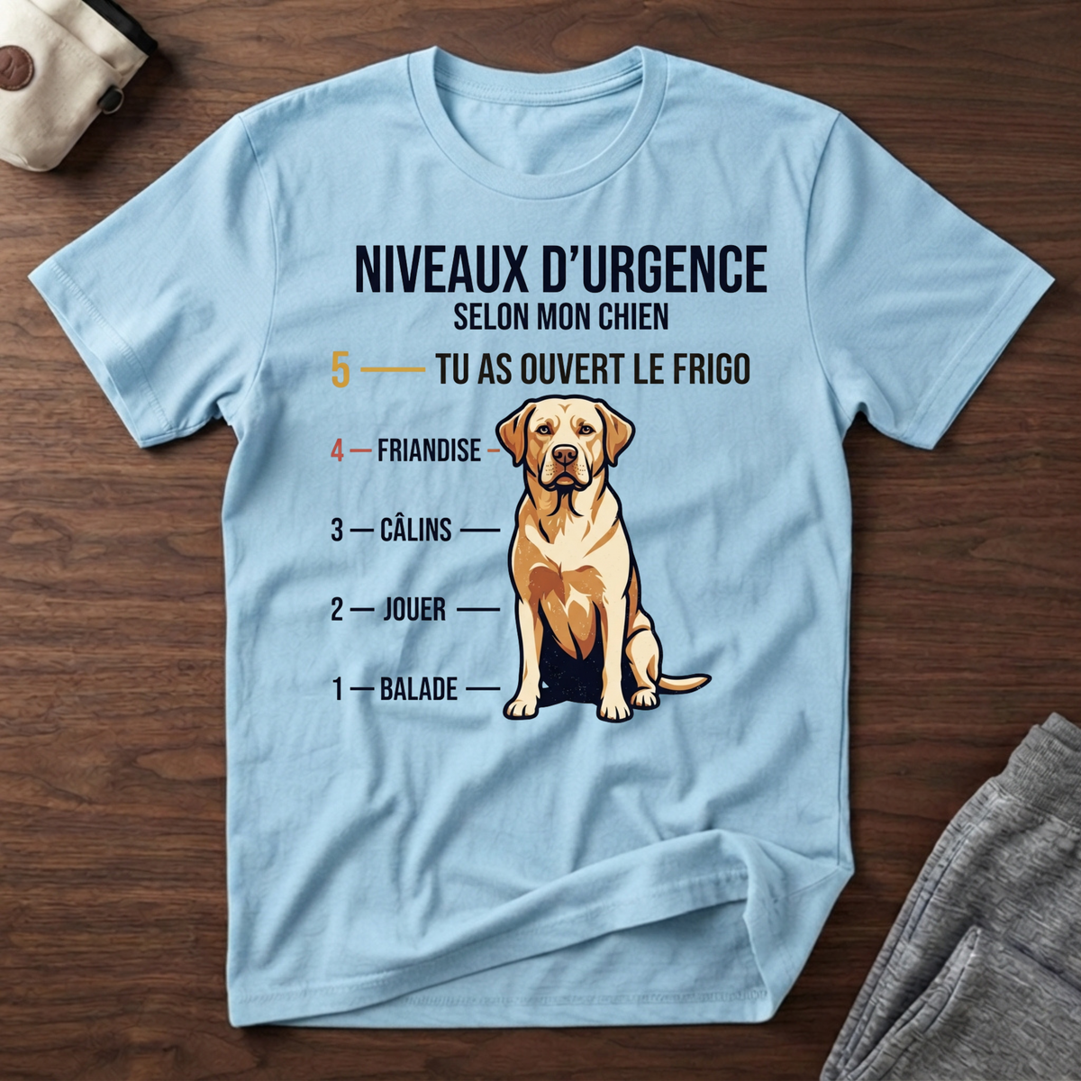 Niveaux d'urgence selon mon chien - T-Shirt