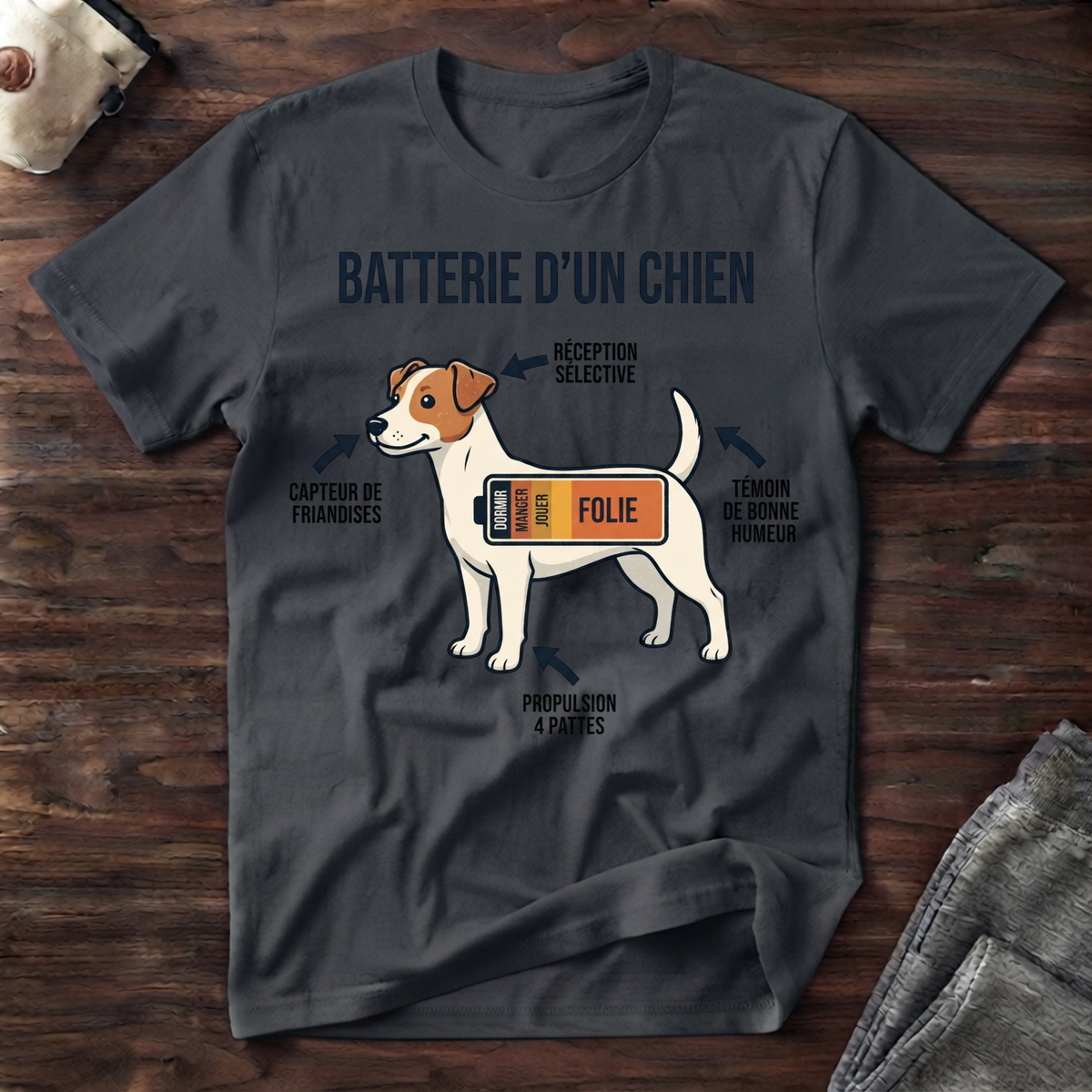 Batterie d'un chien - T-Shirt