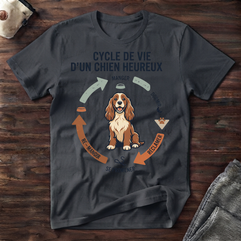 Cycle de vie d'un chien heureux - T-Shirt