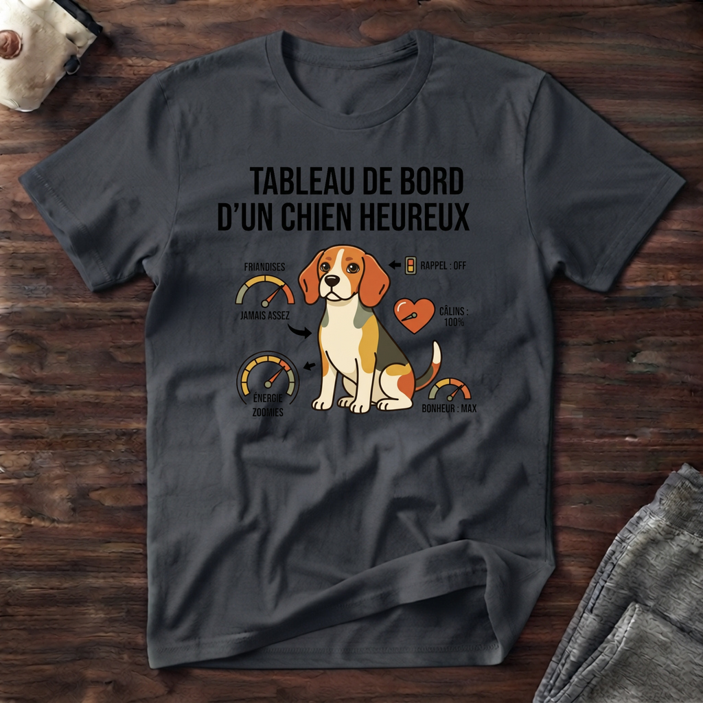 Tableaux de bord d'un chien heureux - T-Shirt