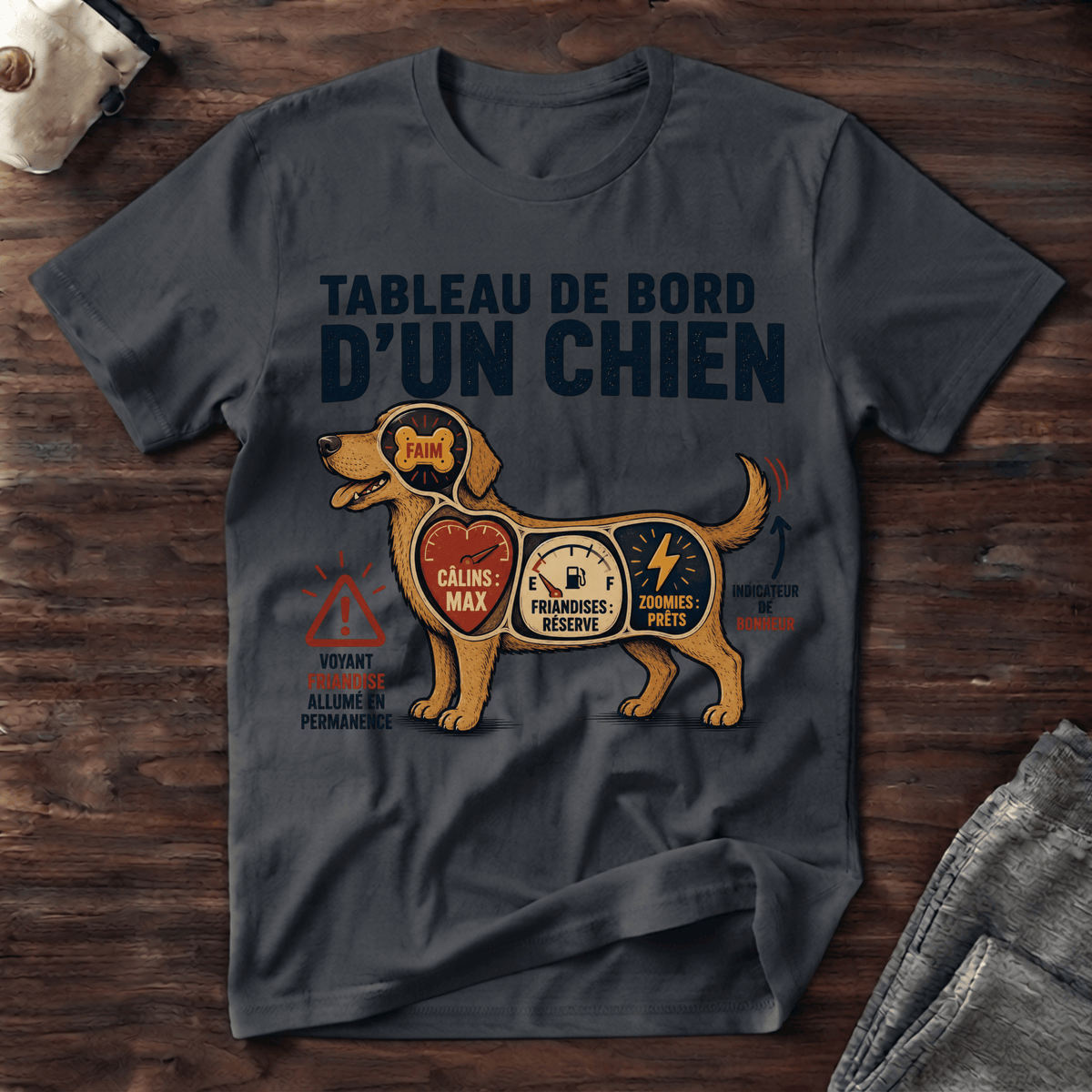 Tableau de bord d'un chien - T-Shirt