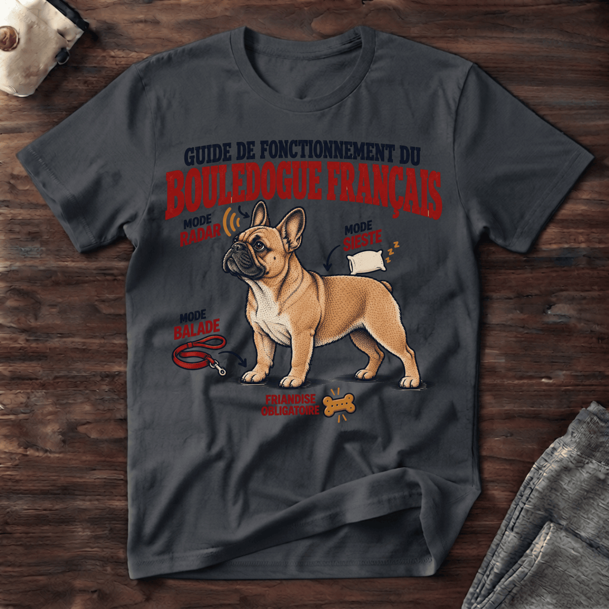 Guide de fonctionnement du Bouledogue Français - T-Shirt