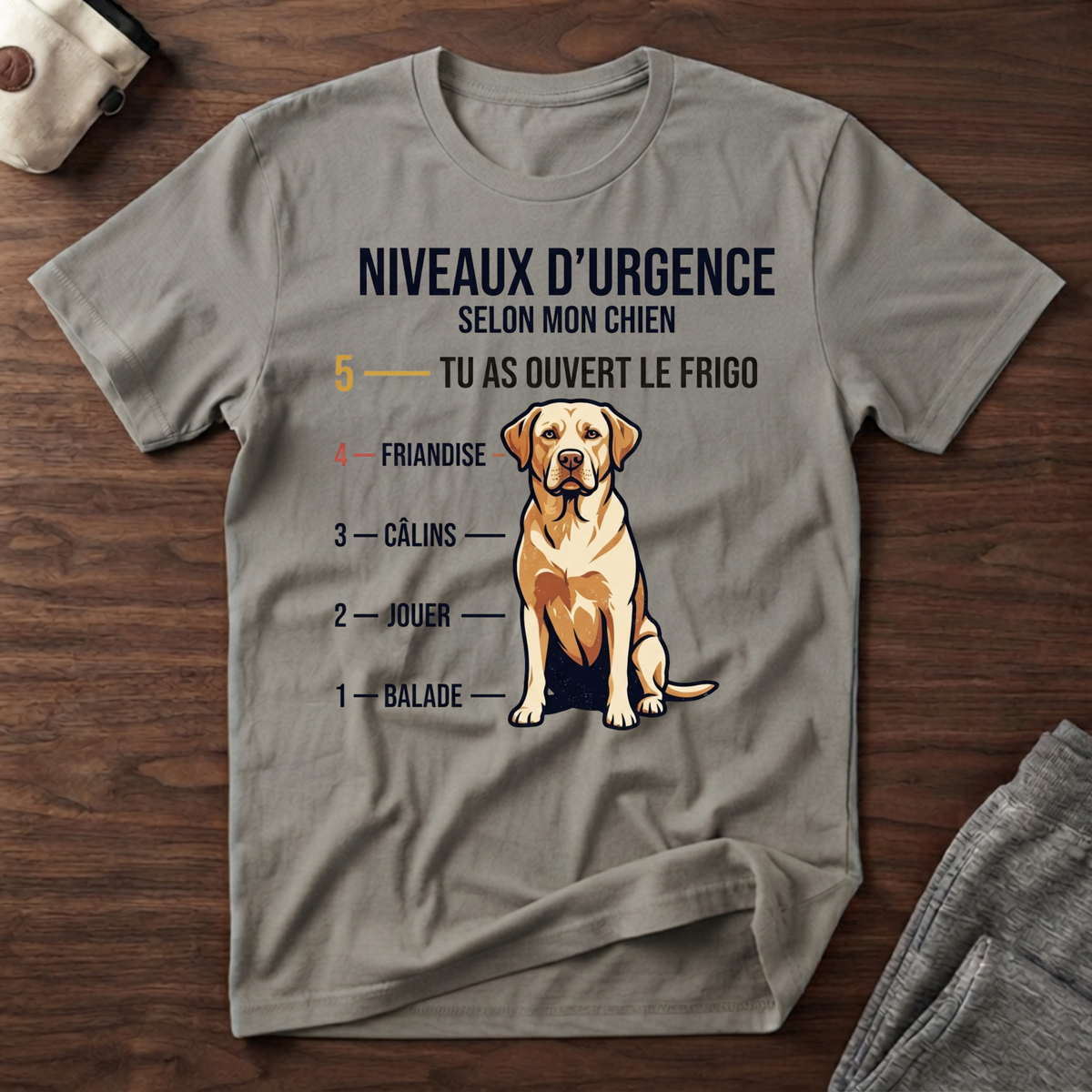 Niveaux d'urgence selon mon chien - T-Shirt