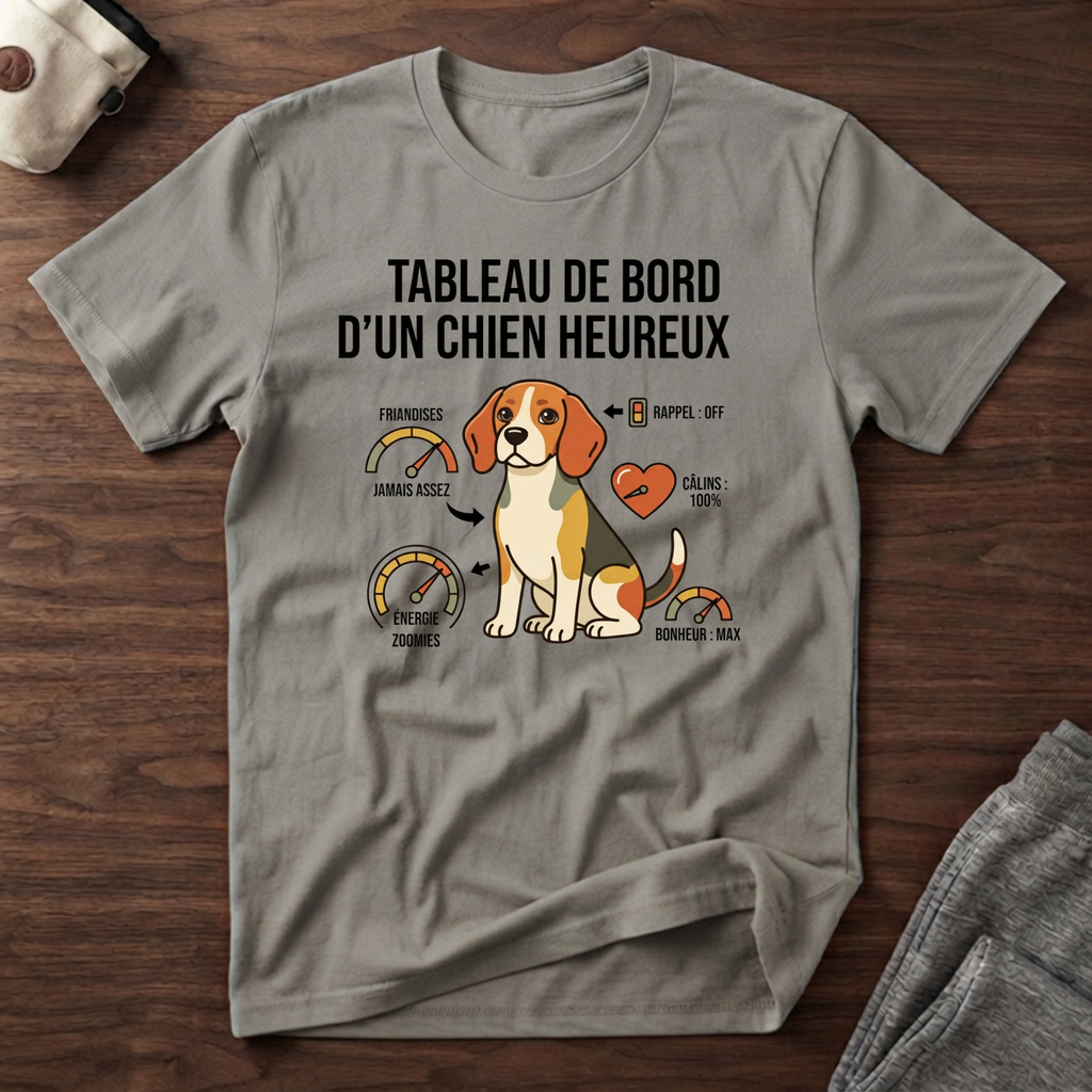 Tableaux de bord d'un chien heureux - T-Shirt