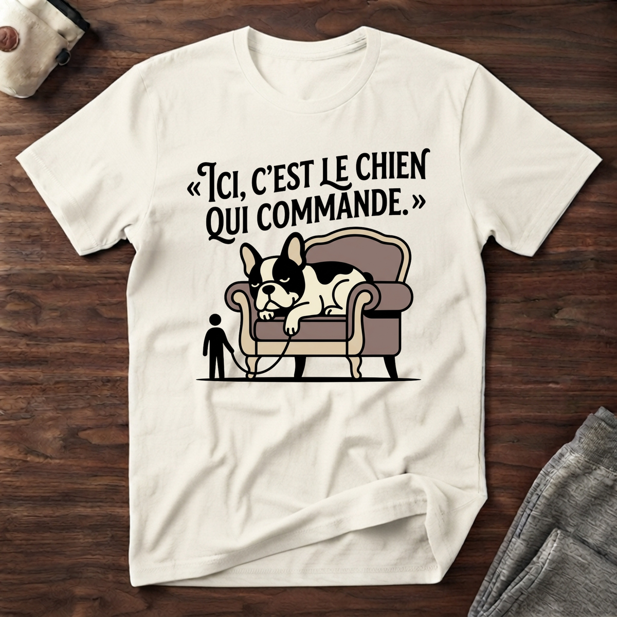 T-Shirt — Ici, c'est le chien qui commande.