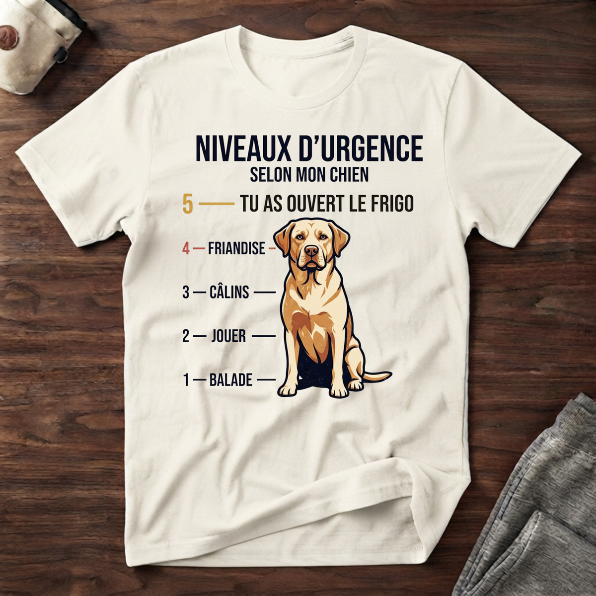 Niveaux d'urgence selon mon chien - T-Shirt