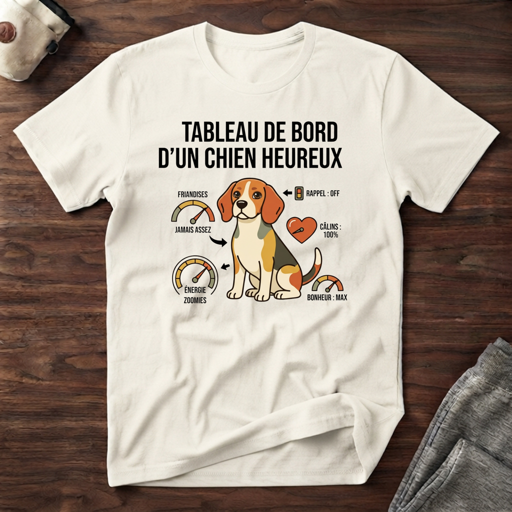 Tableaux de bord d'un chien heureux - T-Shirt