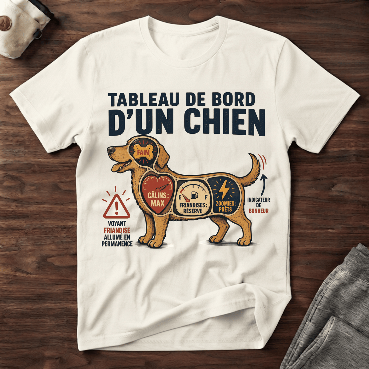 Tableau de bord d'un chien - T-Shirt