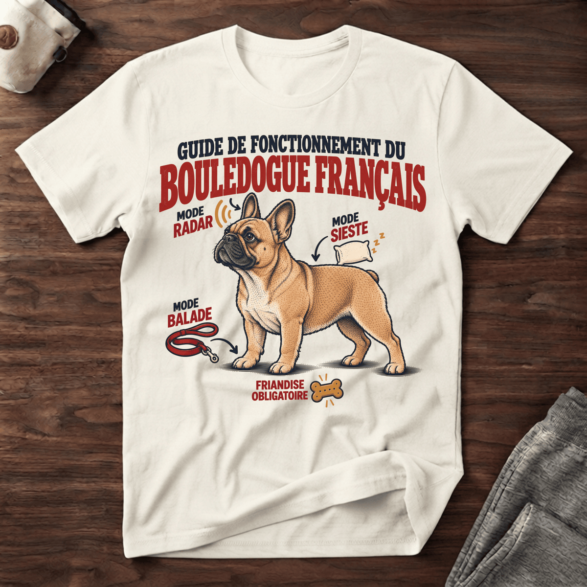 Guide de fonctionnement du Bouledogue Français - T-Shirt