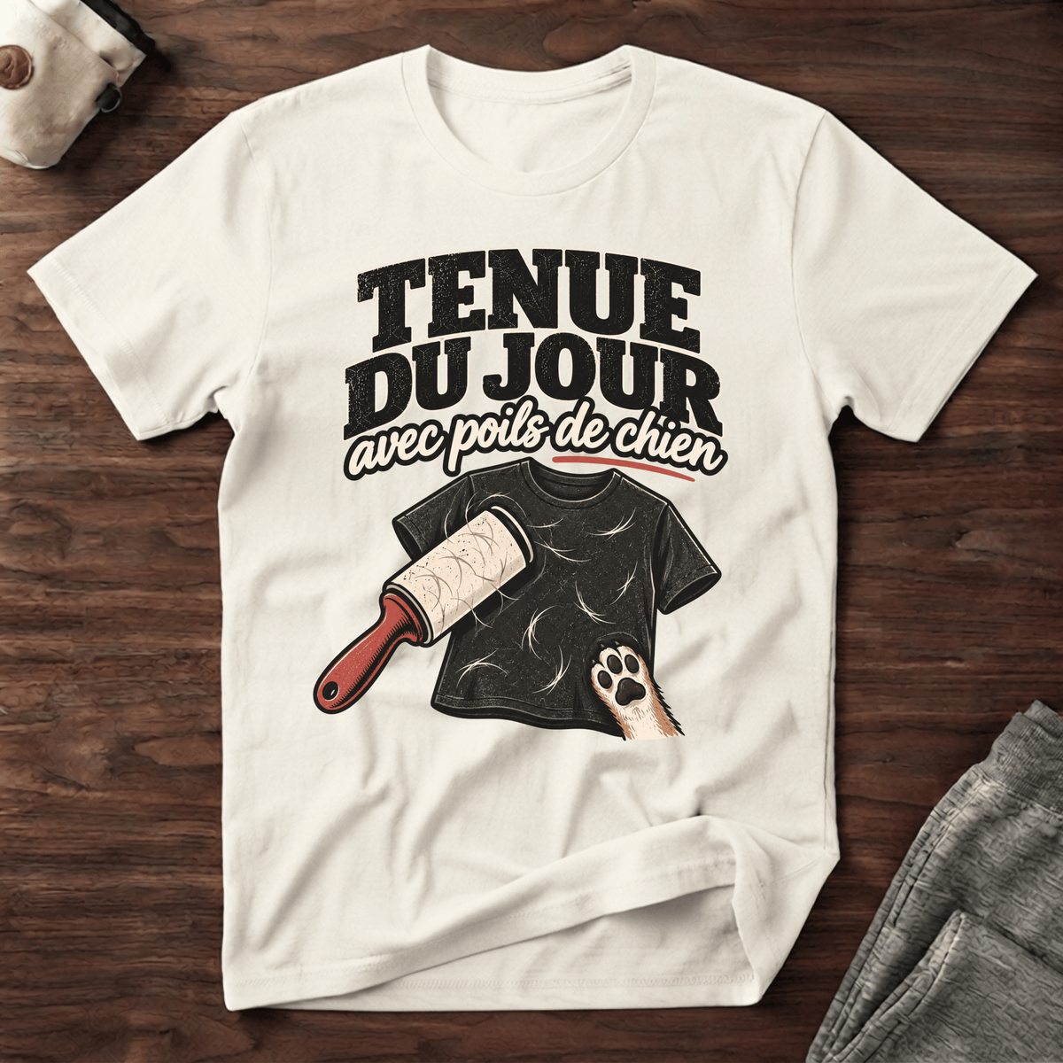 Tenue du jour avec poils de chien - T-Shirt