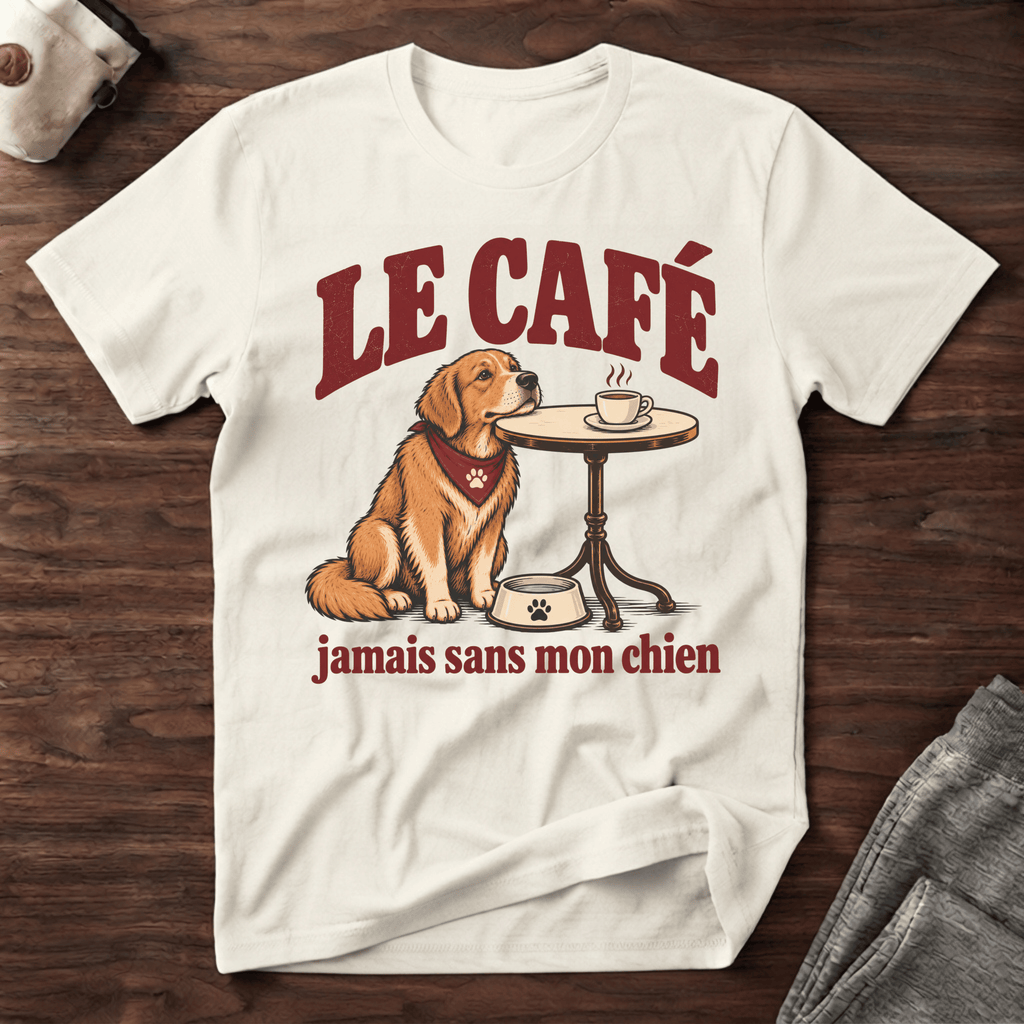 Le café jamais sans mon chien - T-Shirt
