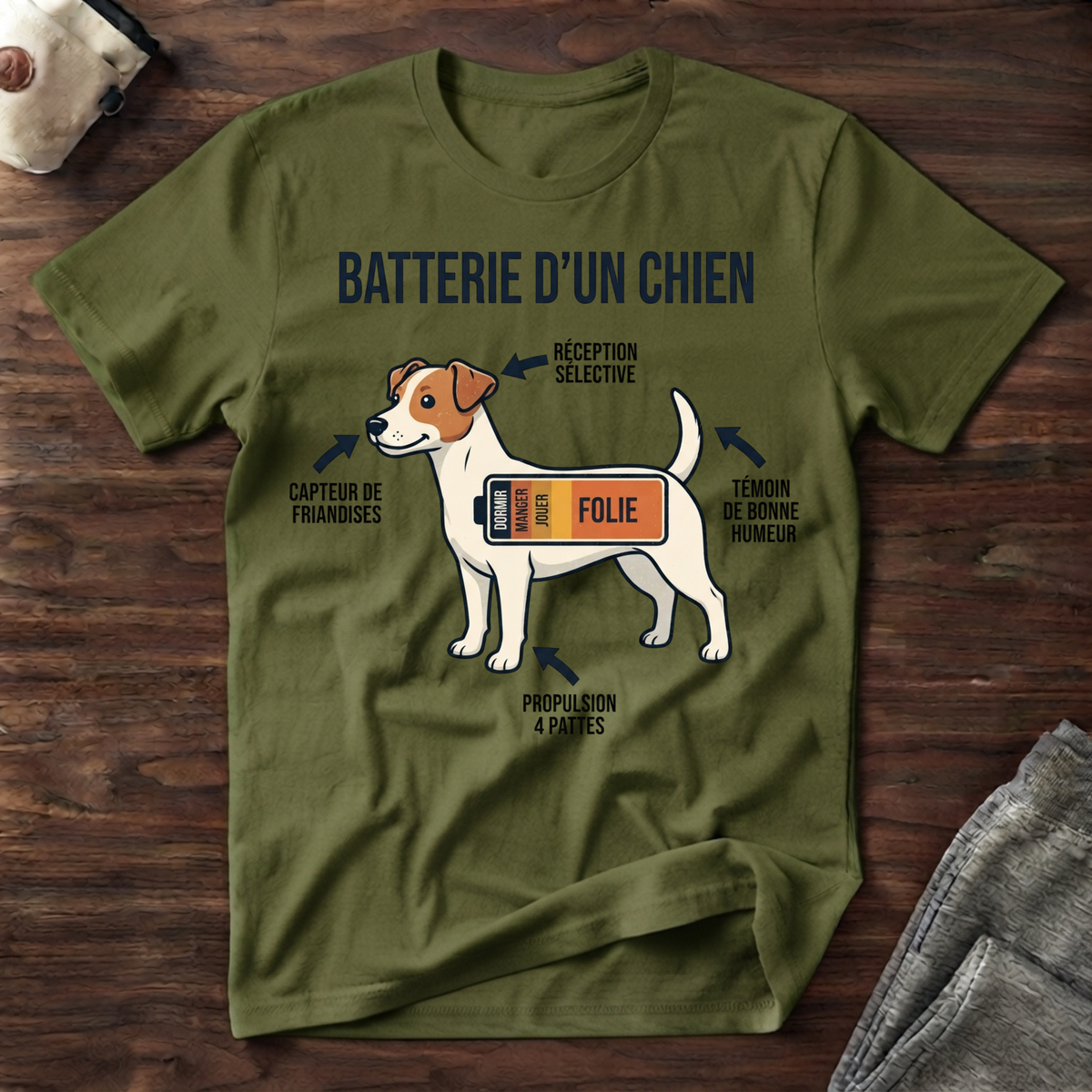 Batterie d'un chien - T-Shirt