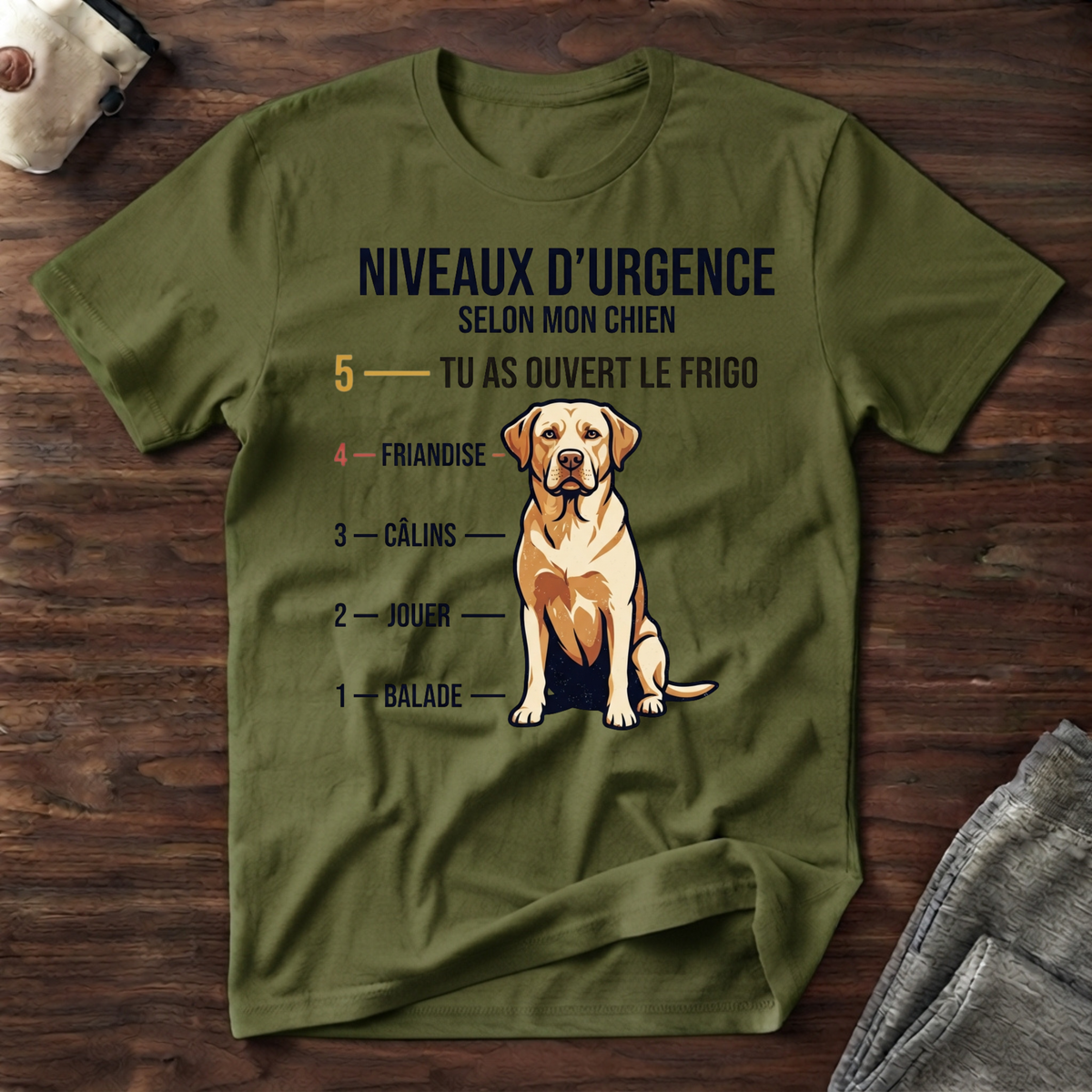 Niveaux d'urgence selon mon chien - T-Shirt