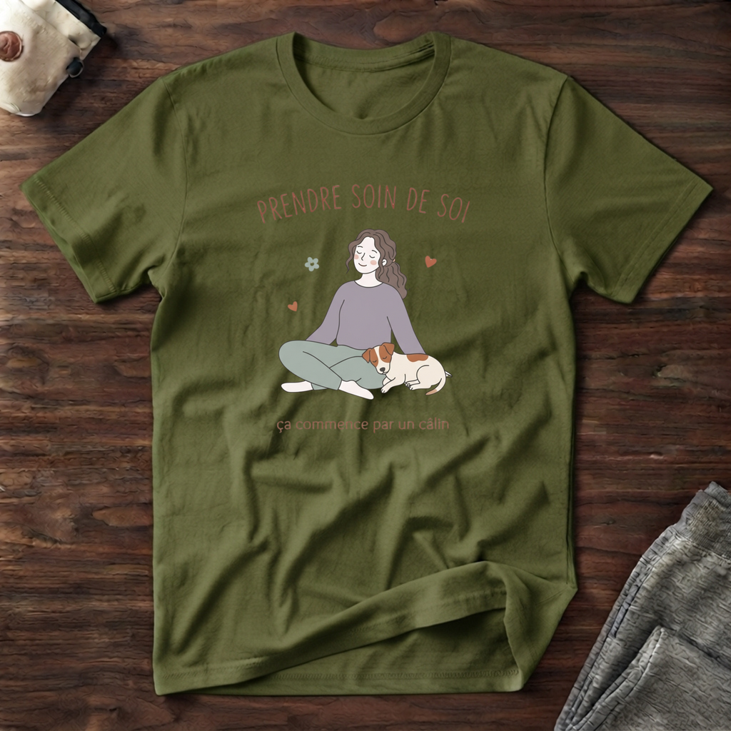 T-Shirt — Prendre soin de soi, ça commence par un câlin
