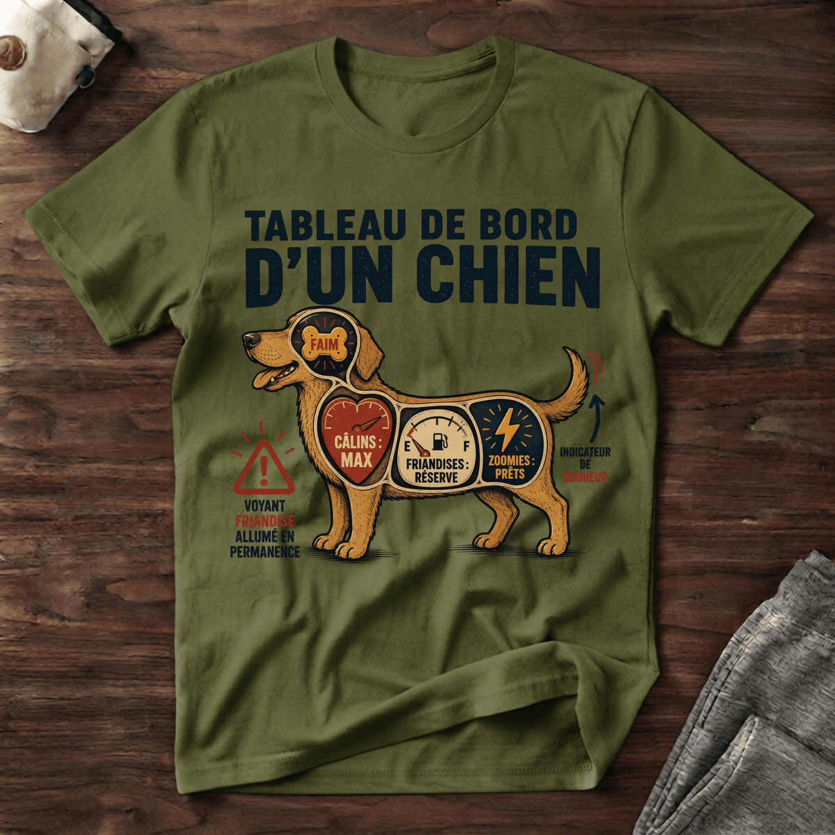 Tableau de bord d'un chien - T-Shirt