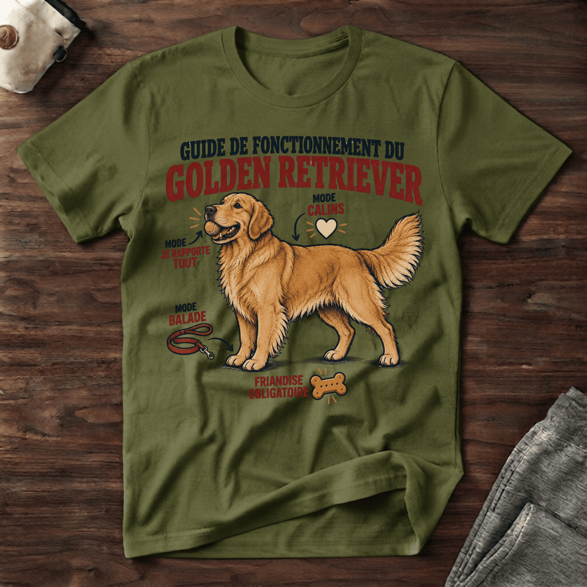 Guide de fonctionnement du Golden Retriever - T-Shirt